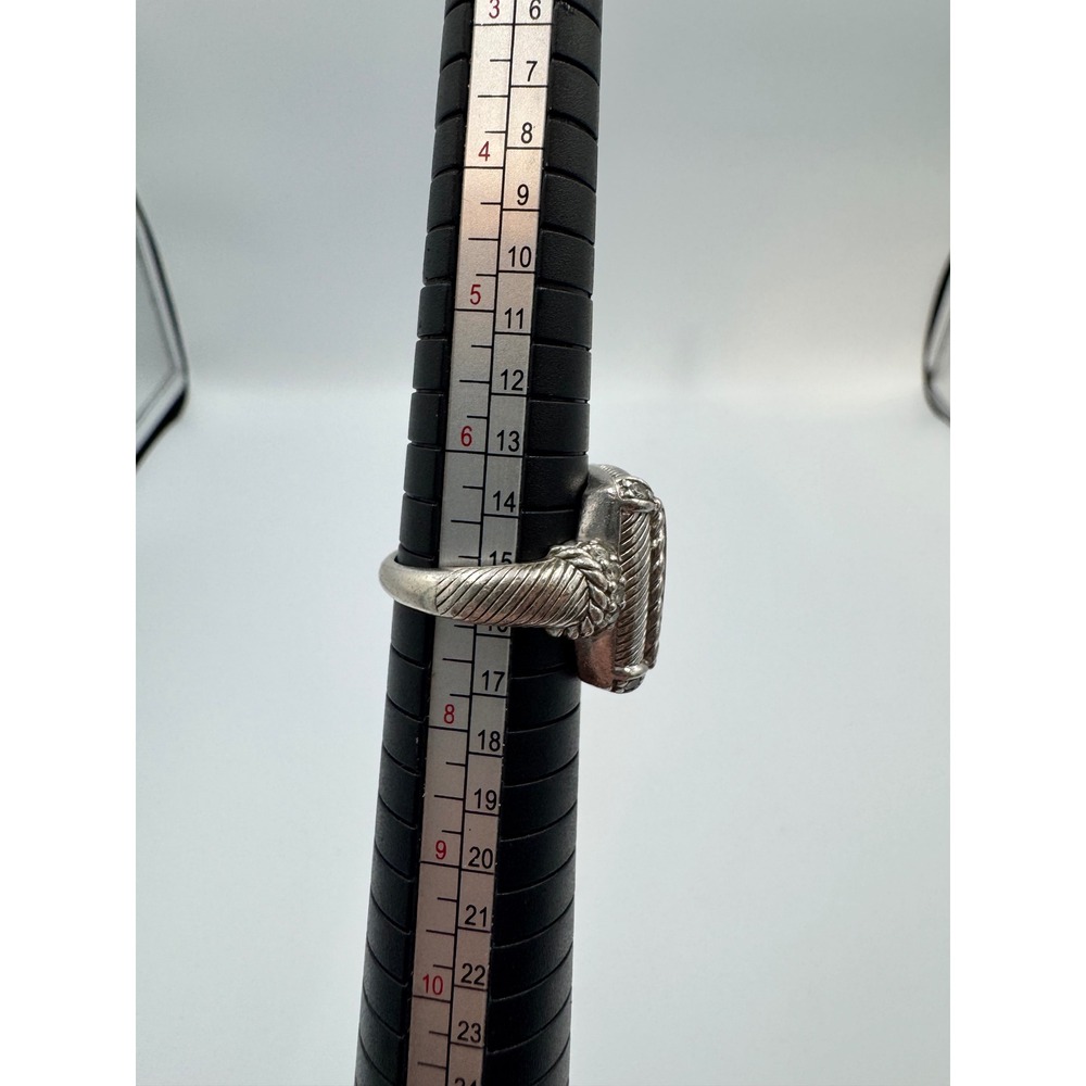 Judith Ripka Sterling Silver Black Onyx Textured Rope Statement Ring Size 7.5 - Picture 7 of 7